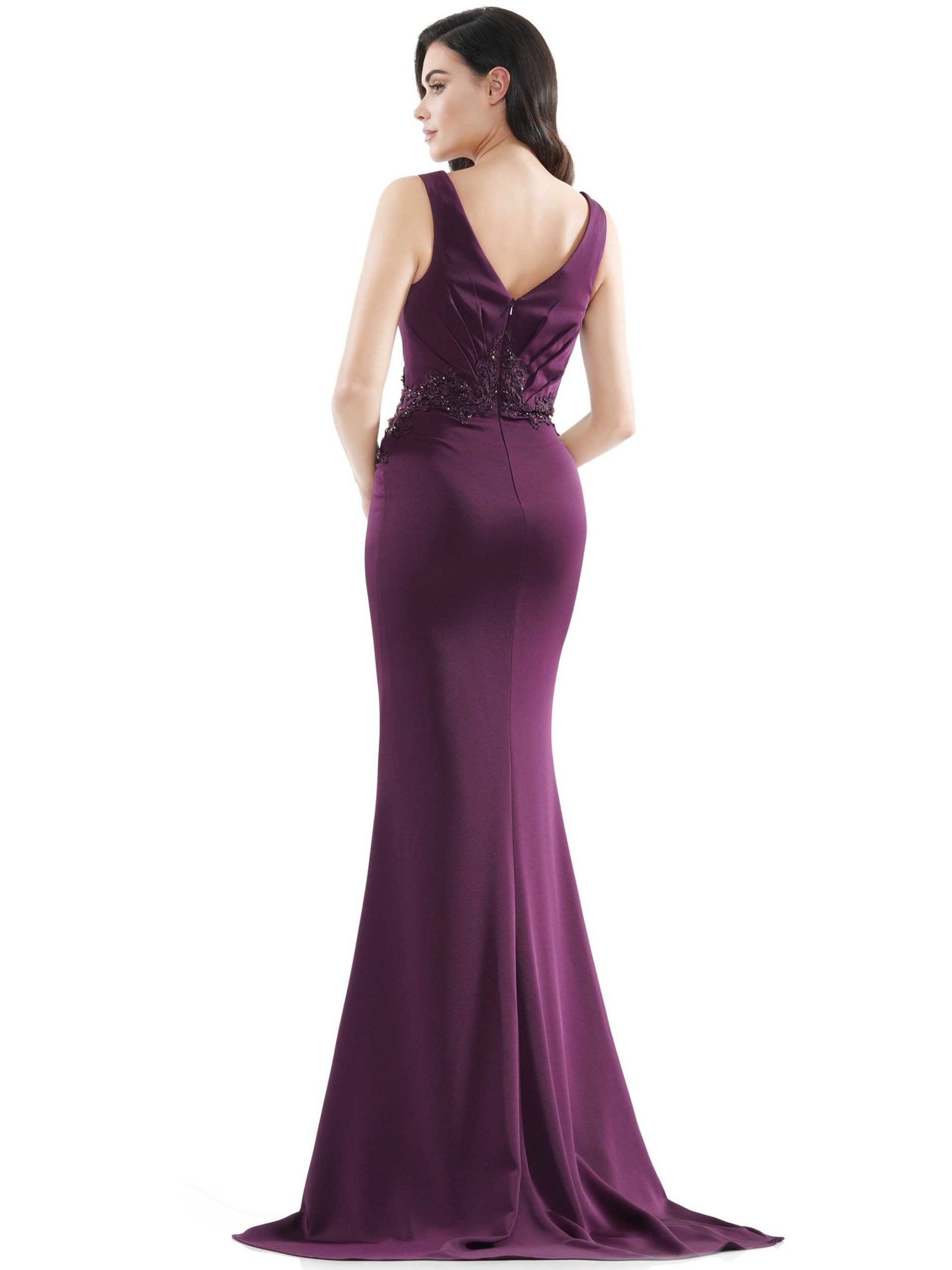 MV1054 Embroidered V-neck Trumpet Dress