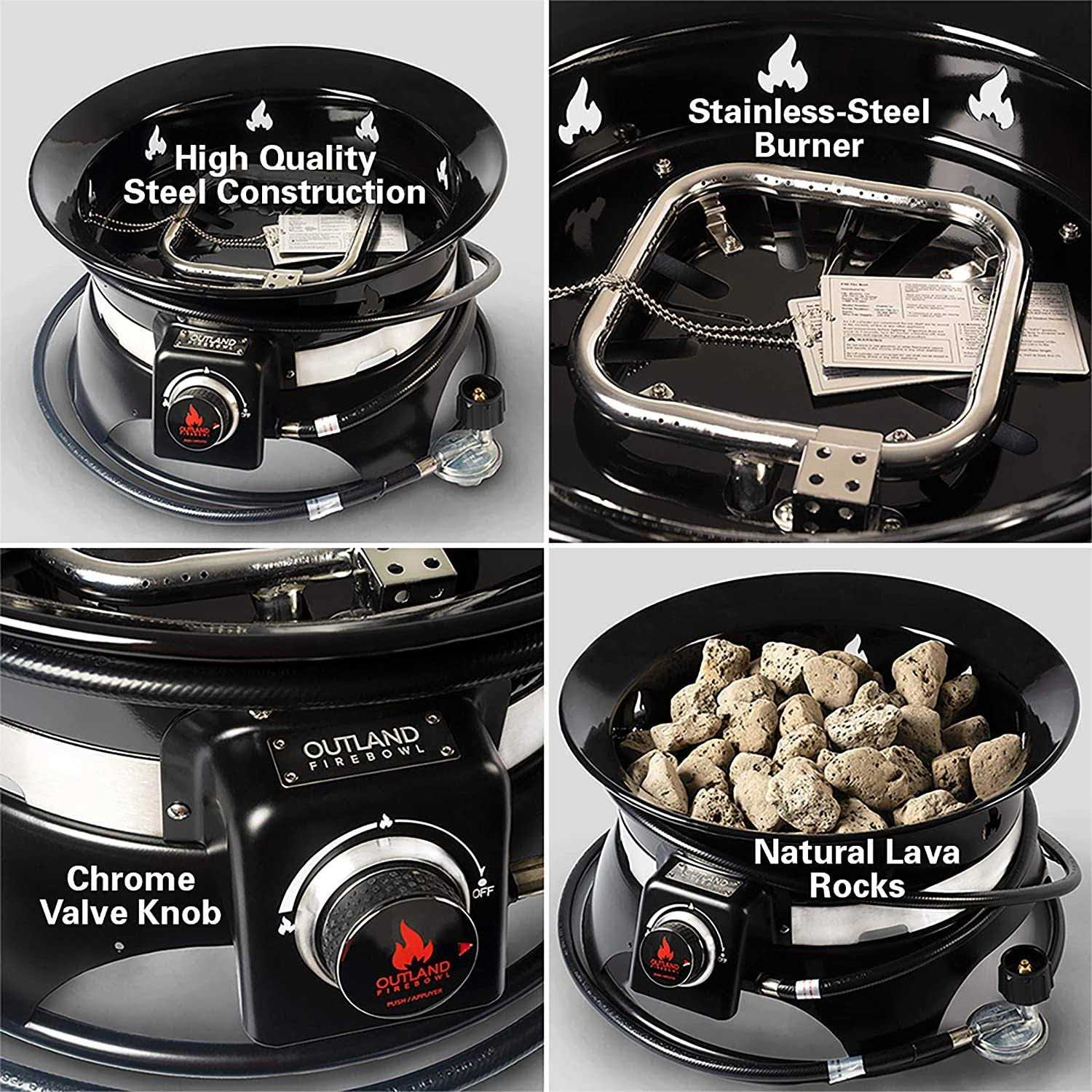 Outland Living Premium Outdoor Portable Propane Fire Pit 870 Compact Gas Firebowl