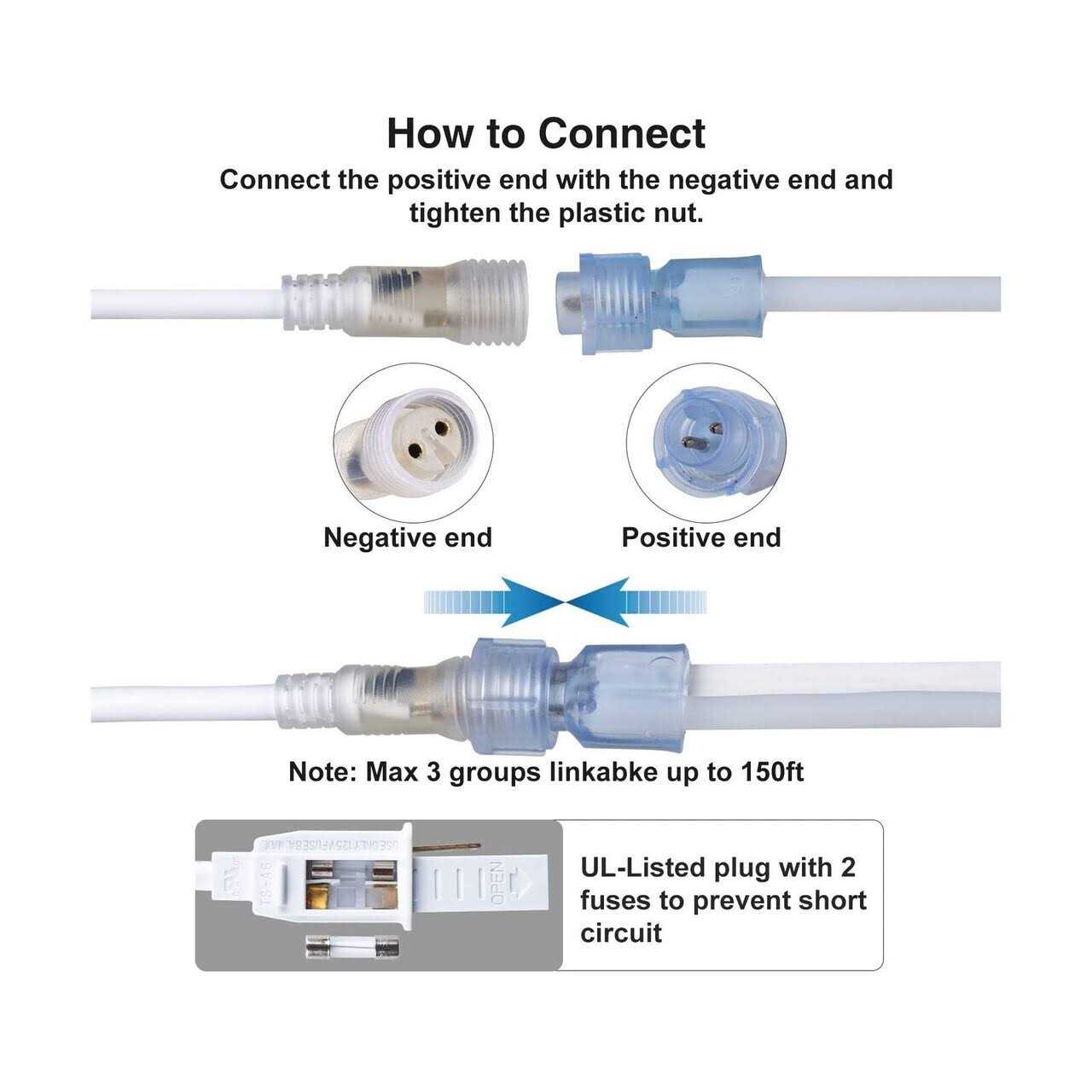 SURNIE 50ft LED Neon Rope Lights 110V Strip Lights Outdoor Waterproof