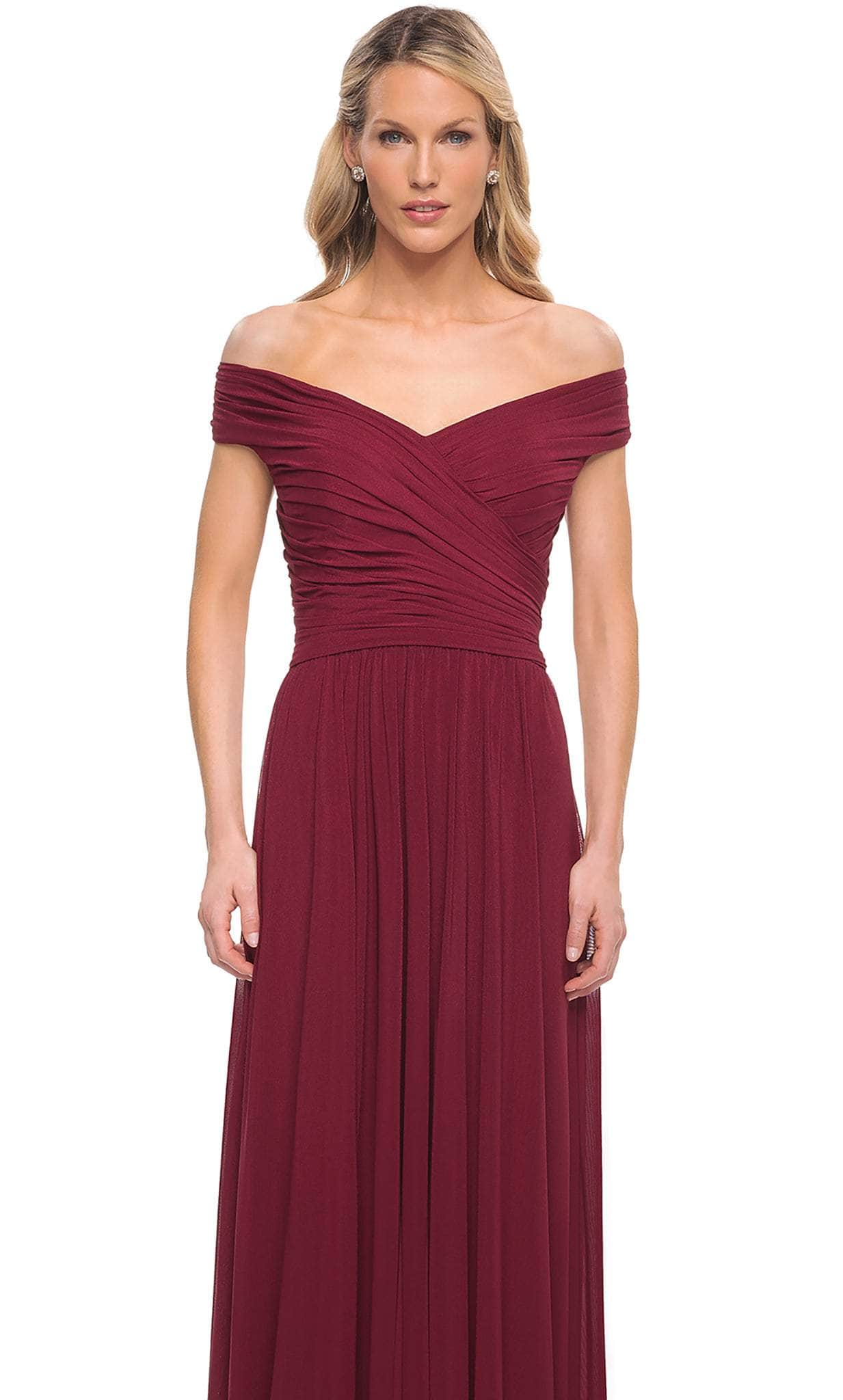 29168 Off Shoulder Ruched Mother of the Bride Dress