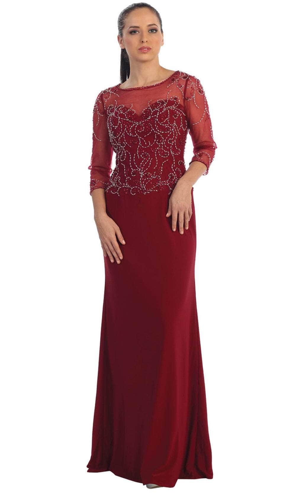 Quarter Sleeve Sheath Long Gown
