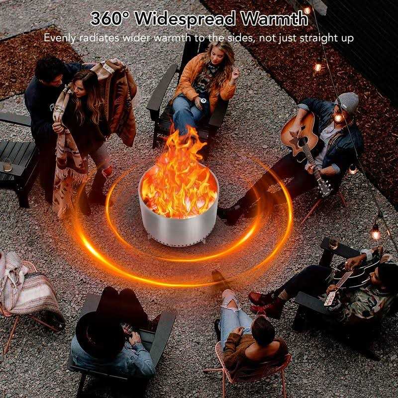 16.5 Smokeless Fire Pit with Air Switch, Wood Burning Portable Stainless Steel Outdoor Firepit with Removable Stand and Ash Pan