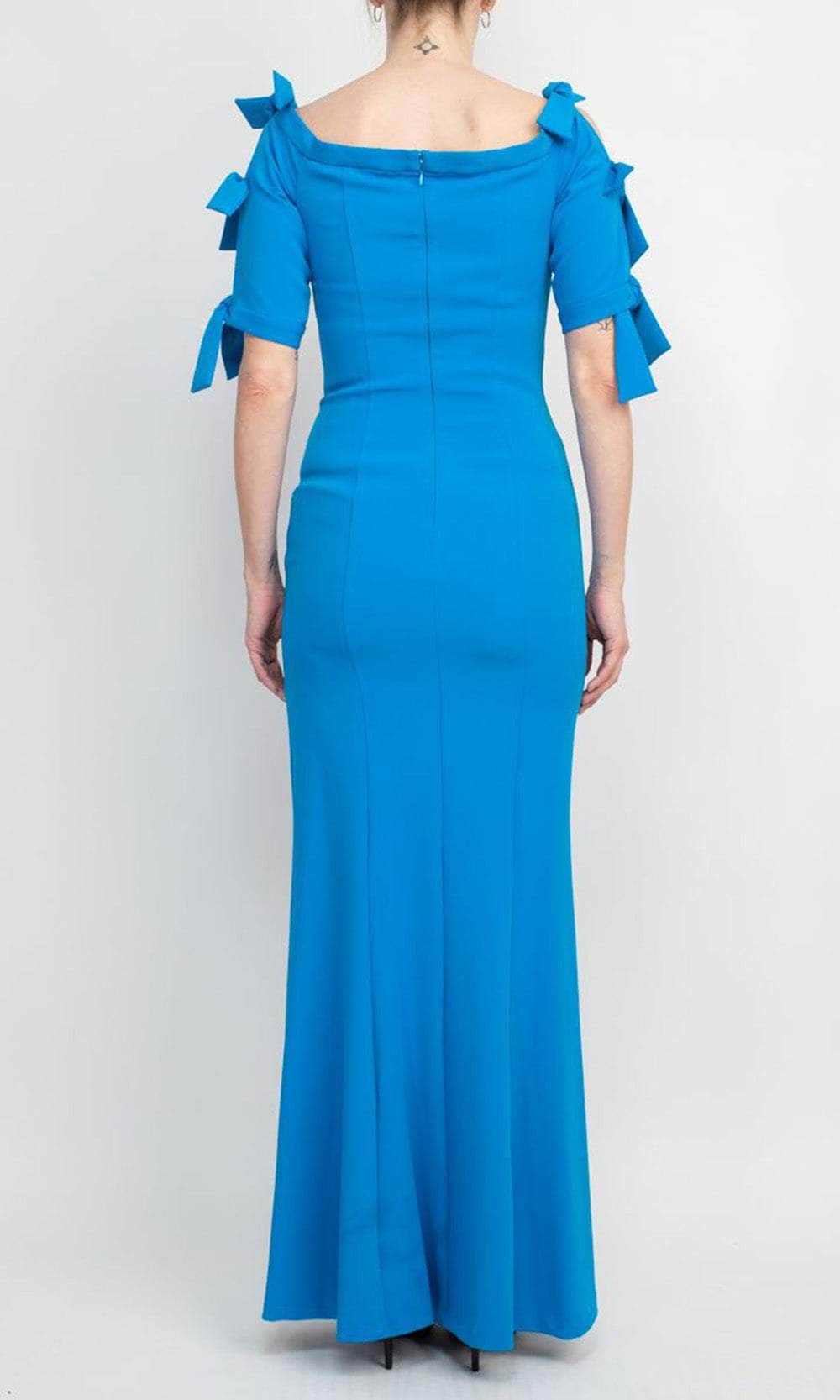 Bow Detailed Short Sleeve Long Dress