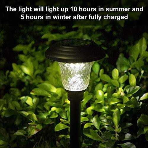Beau Jardin 8 Pack Solar Pathway Lights Outdoor Waterproof Bright LED Solar Landscape Lights Garden Stake Glass Stainless Steel Auto On/Off Wireless
