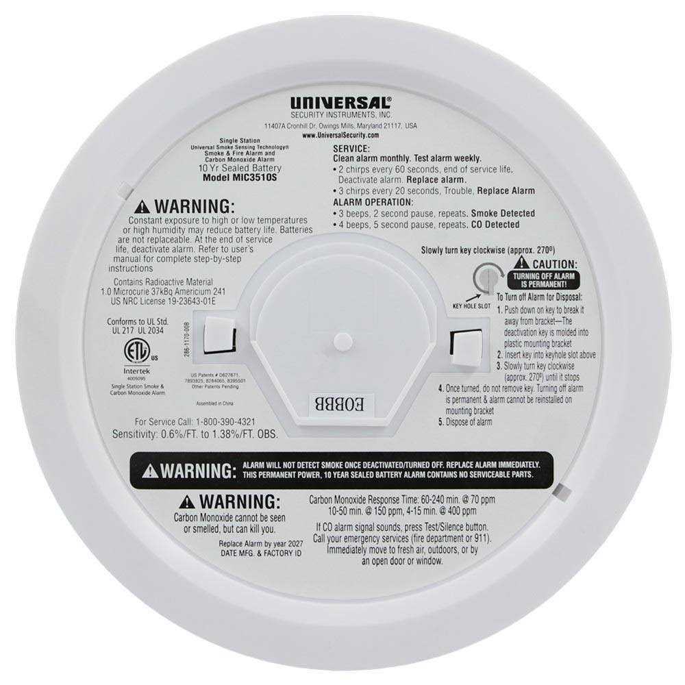 USI 3-in-1 Smoke, Fire and Carbon Monoxide Smart Alarm 10 Year Sealed Battery