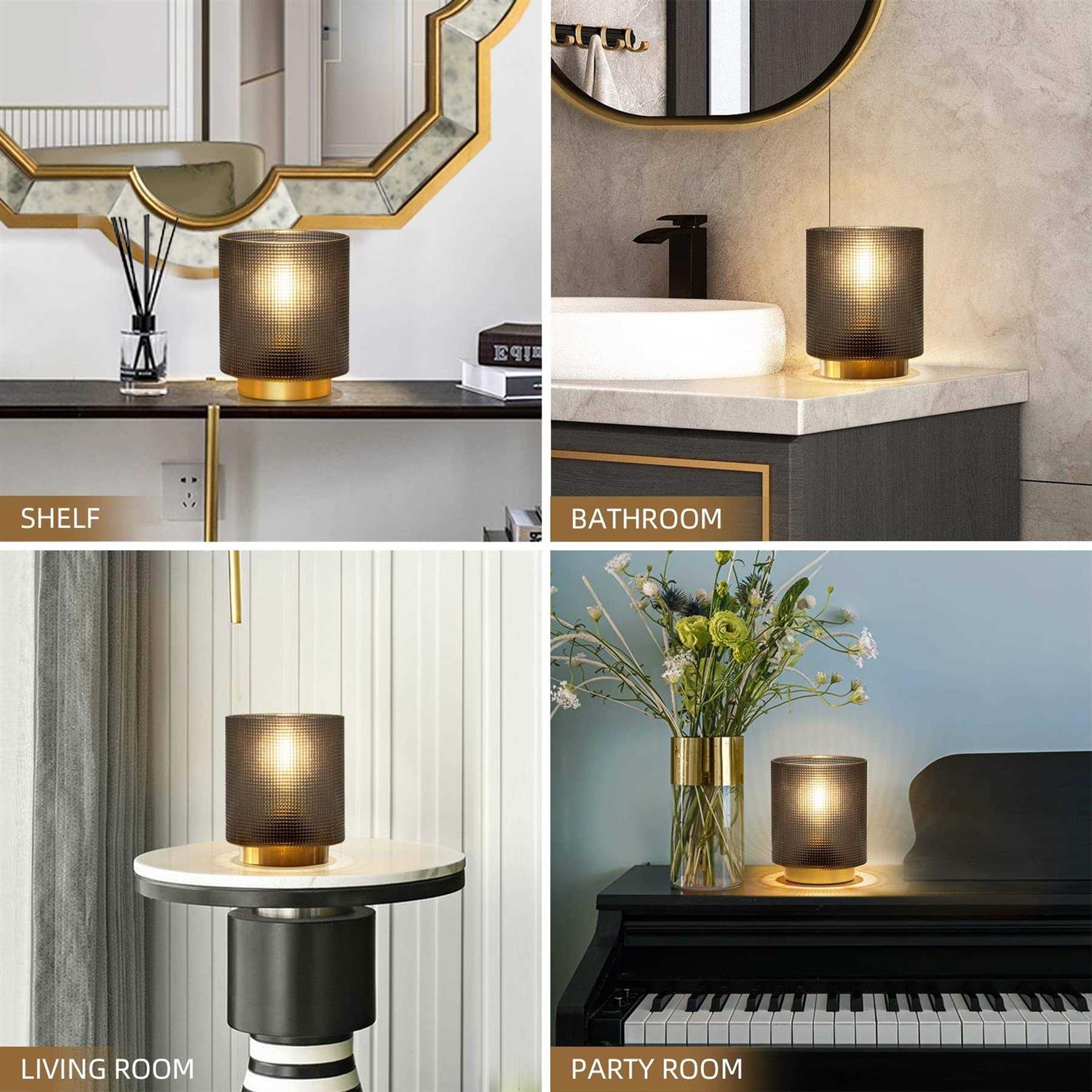 Battery Operated Lamp with Timer Glass Cordless Lamp for Power Outage