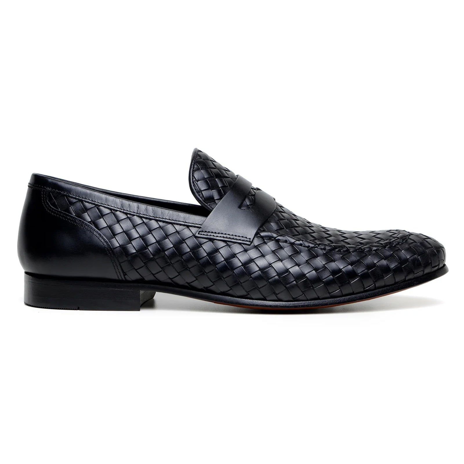 Men’s Belvedere Luca Italian Calf Leather Slip on Penny Loafer in Black