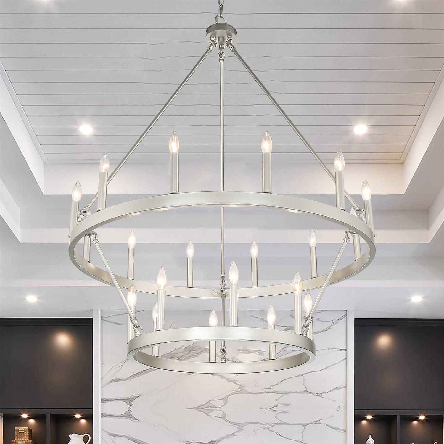 Acroma 20-light Modern Farmhouse 40In Round Wagon Wheel Chandelier