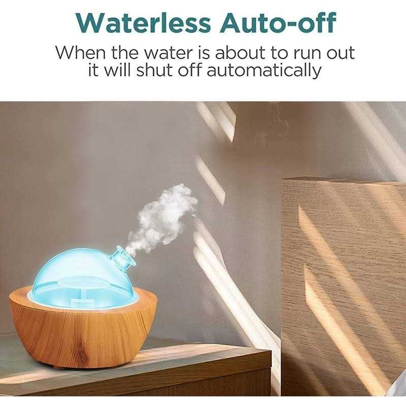 XANAPHIA 280ml Glass Essential Oil Diffuser Wood Grain Base Air Aroma Diffuser for Aromatherapy Cool Mist Humidifier with Safe Auto Shut-Off and 2