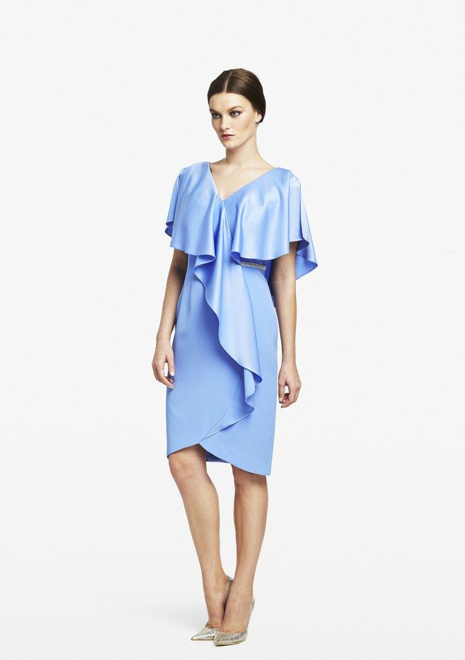 609 Drape Short Sleeve Cocktail Dress
