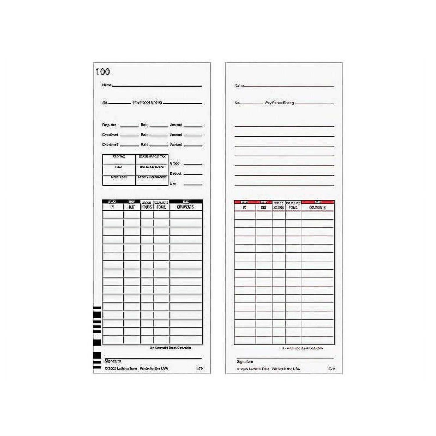 Time Clock Cards for Lathem Time 7000E/7500E