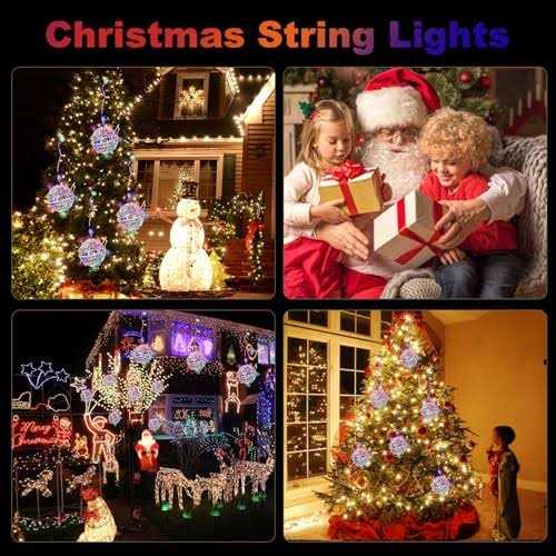 Baung Christmas String Lights Outdoors,4 Pack Sphere Lights,Ball Tree Garden Globe Lights for Home