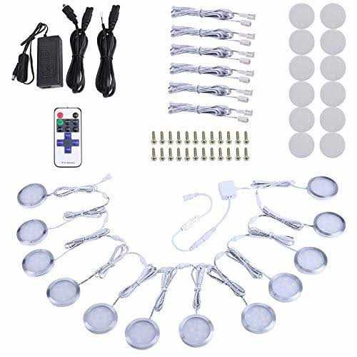 Aiboo Linkable Under Cabinet LED Lighting 12V Dimmable Puck Lights with Wireless RF Remote Control