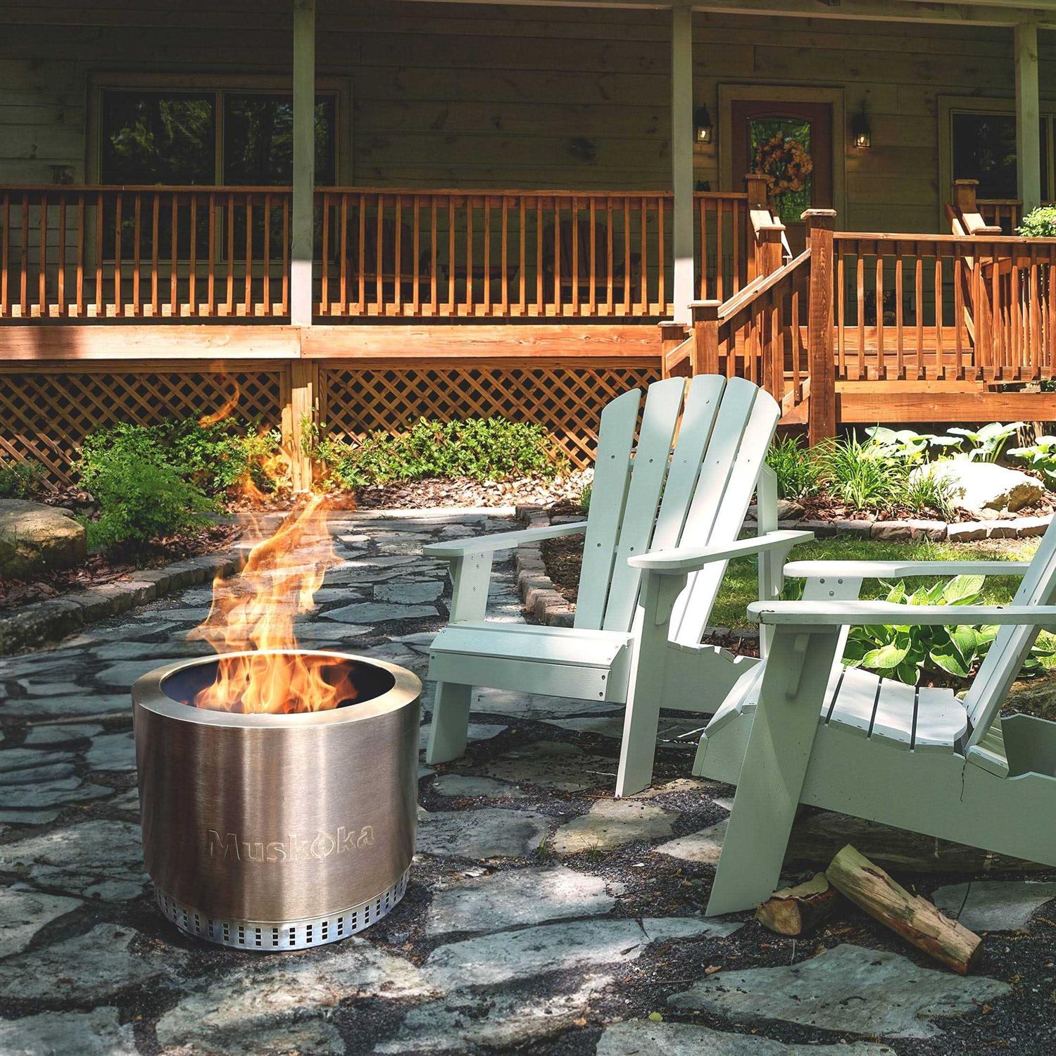 Muskoka 19.5 Stainless Steel Smokeless Wood Burning Fire Pit with Protective Cover