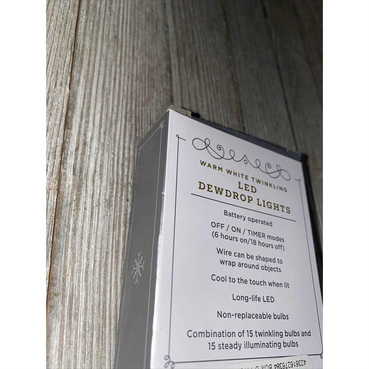 Wondershop 30ct Battery Operated LED Christmas Dewdrop Fairy String Lights Warm White with Silver Wire