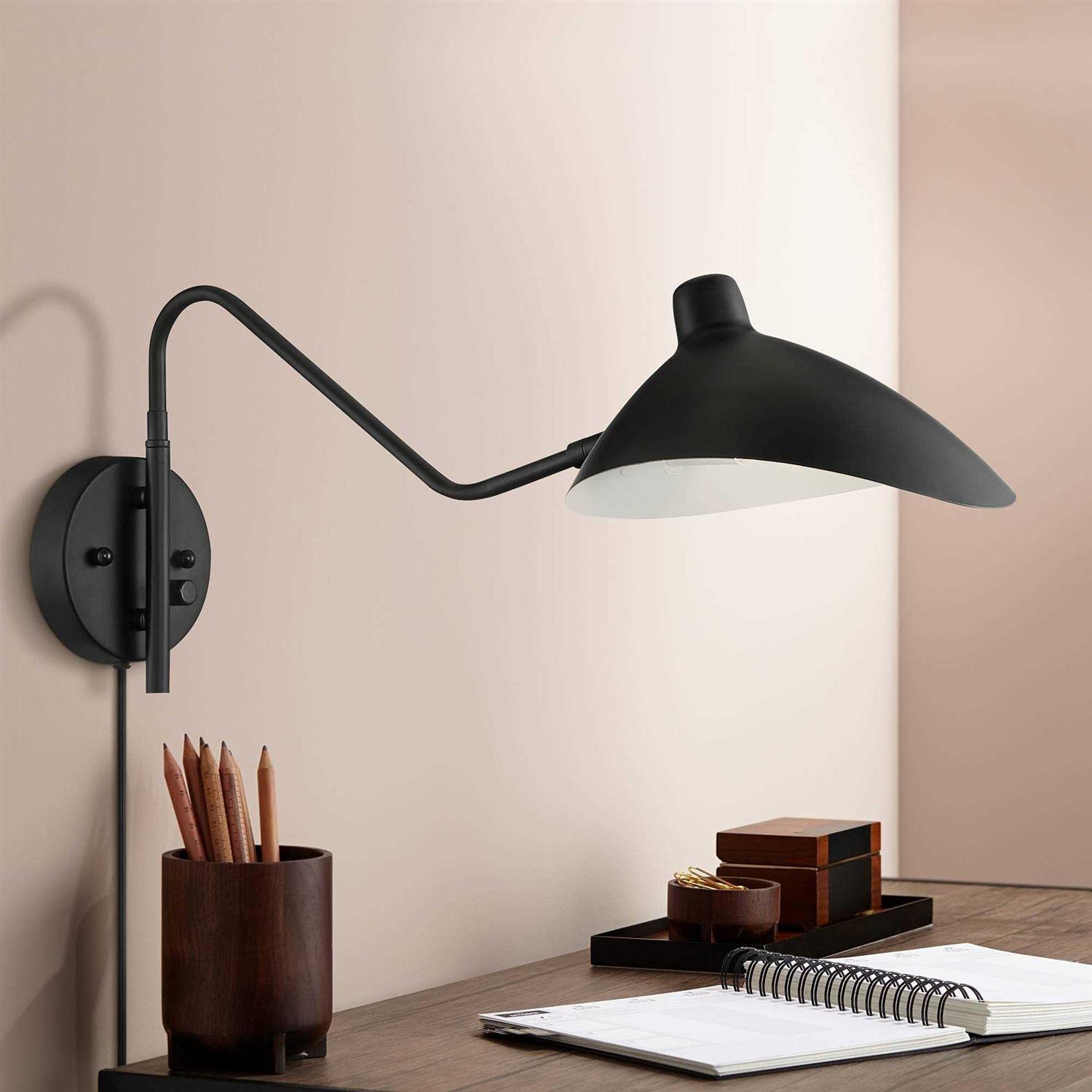 360 Lighting Modern Swing Arm Wall Lamp Plug-in Light Fixture Bedroom Bedside Living Room Reading