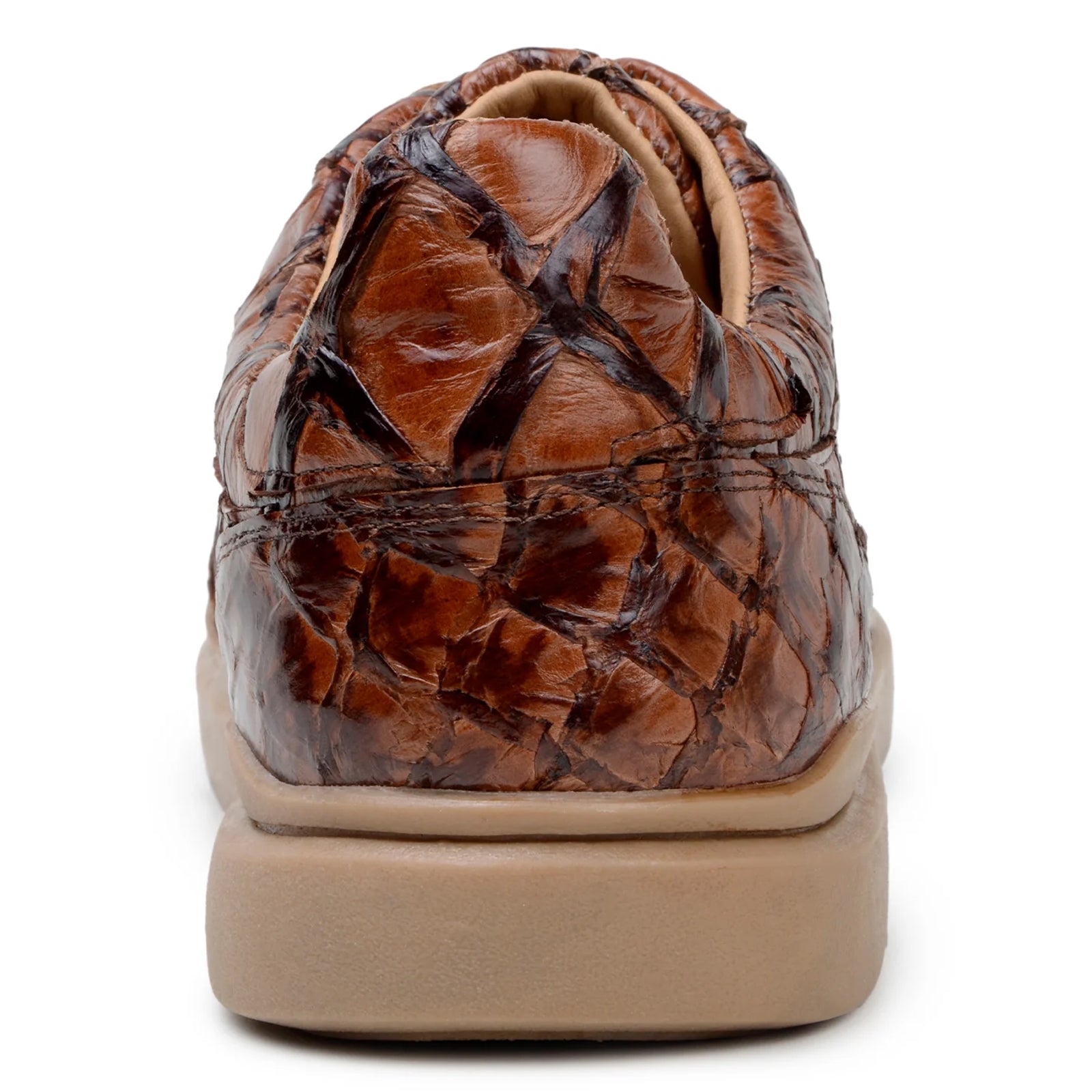 Men’s Belvedere Kingstone Genuine Pirarucu Dress Sneaker in Almond Tan