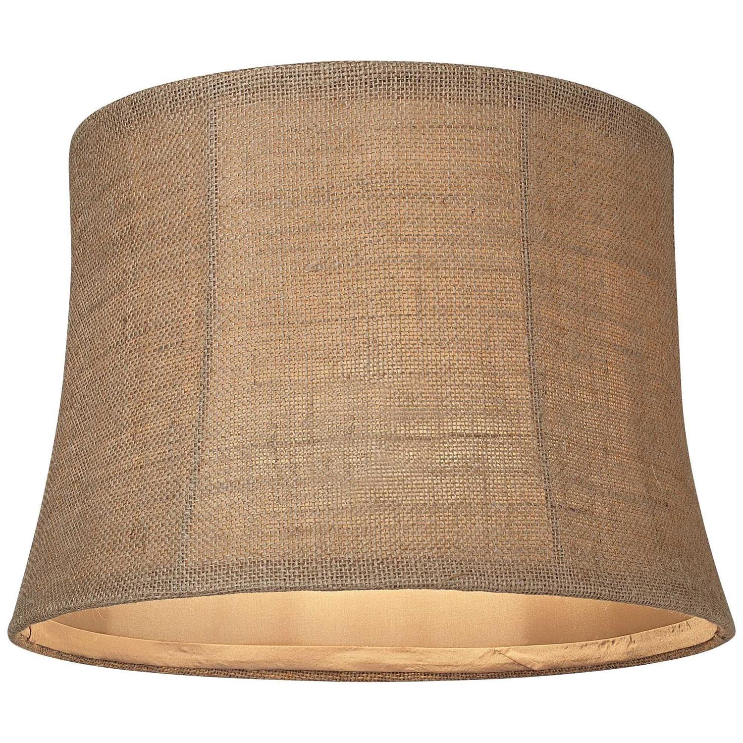 Springcrest Set of 2 Softback Drum Lamp Shades Natural Burlap Medium 12 inch Top x Bottom x 10 inch High Spider Harp Finial Fitting