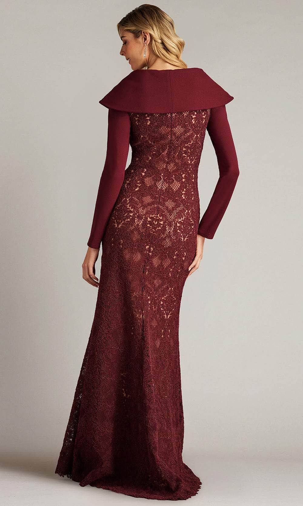 Embroidered Long Sleeve Evening Gown