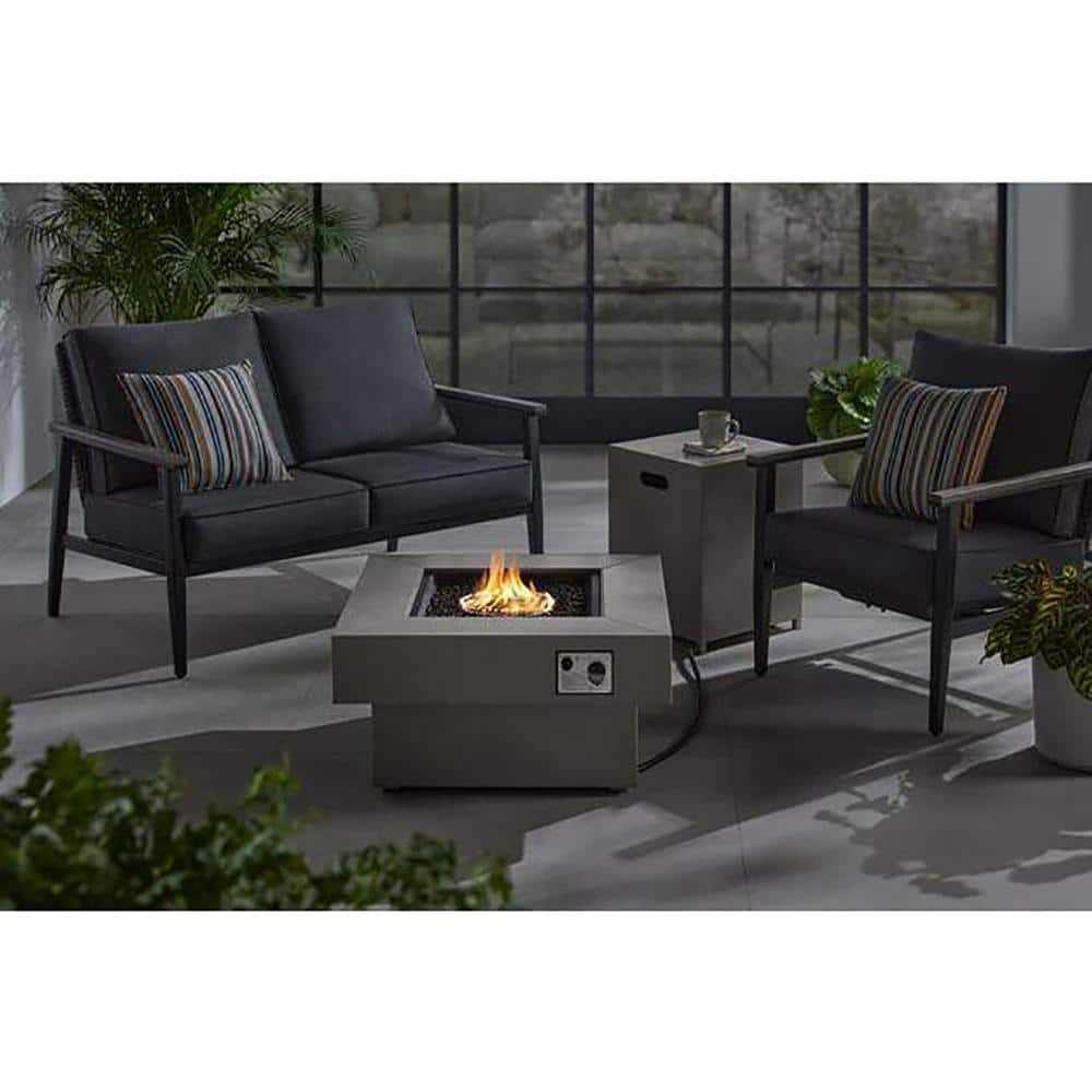 Home Decorators Collection Rutherford 30 in. Square Low Profile Steel Gas Fire Pit with Tank Holder