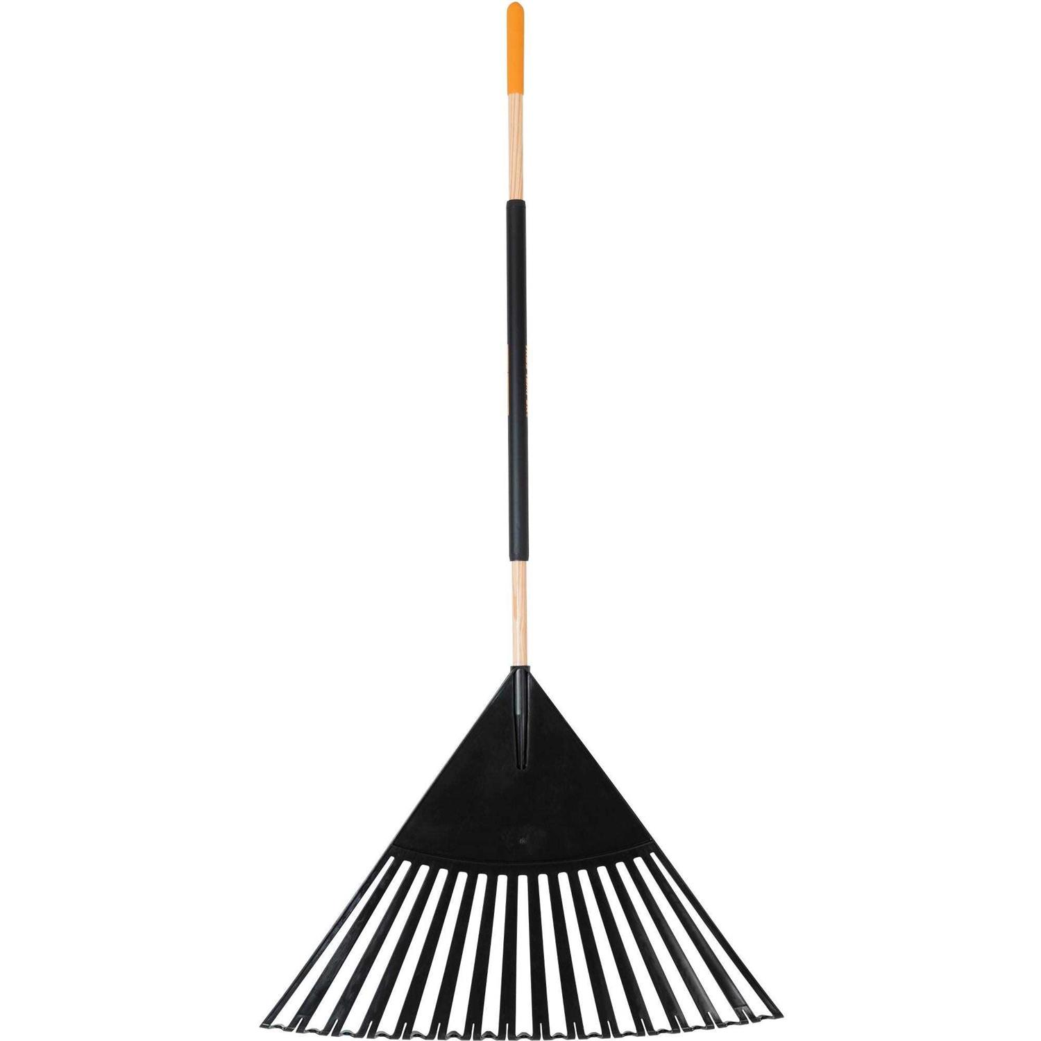 True Temper 48 in. Hardwood/Steel Handle Leaf Rake with 30 in. W Clog-Free Tines for Leaves, Grass, Twigs, Pine Needles and More
