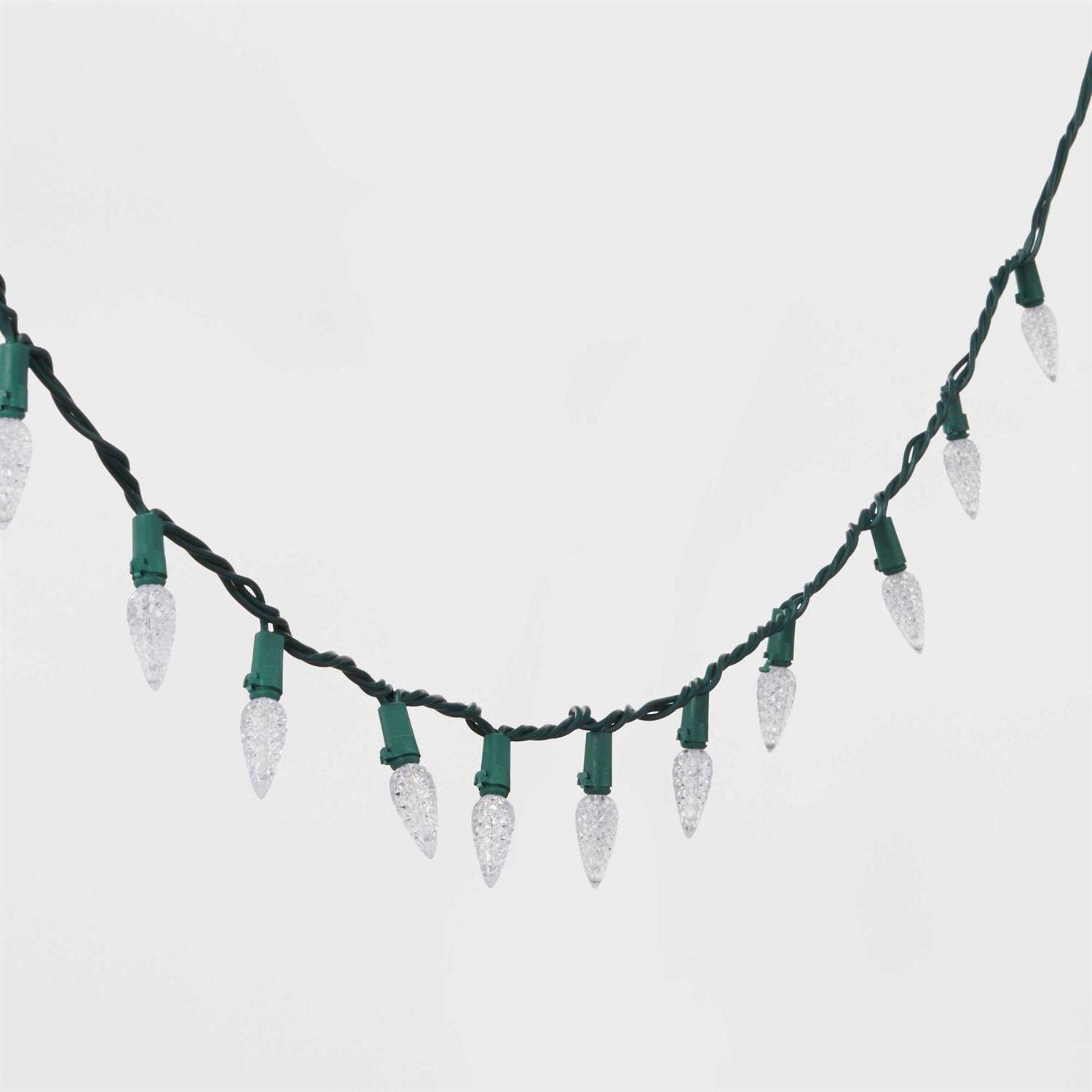 Wondershop LED C6 Faceted Christmas String Lights Green Wire