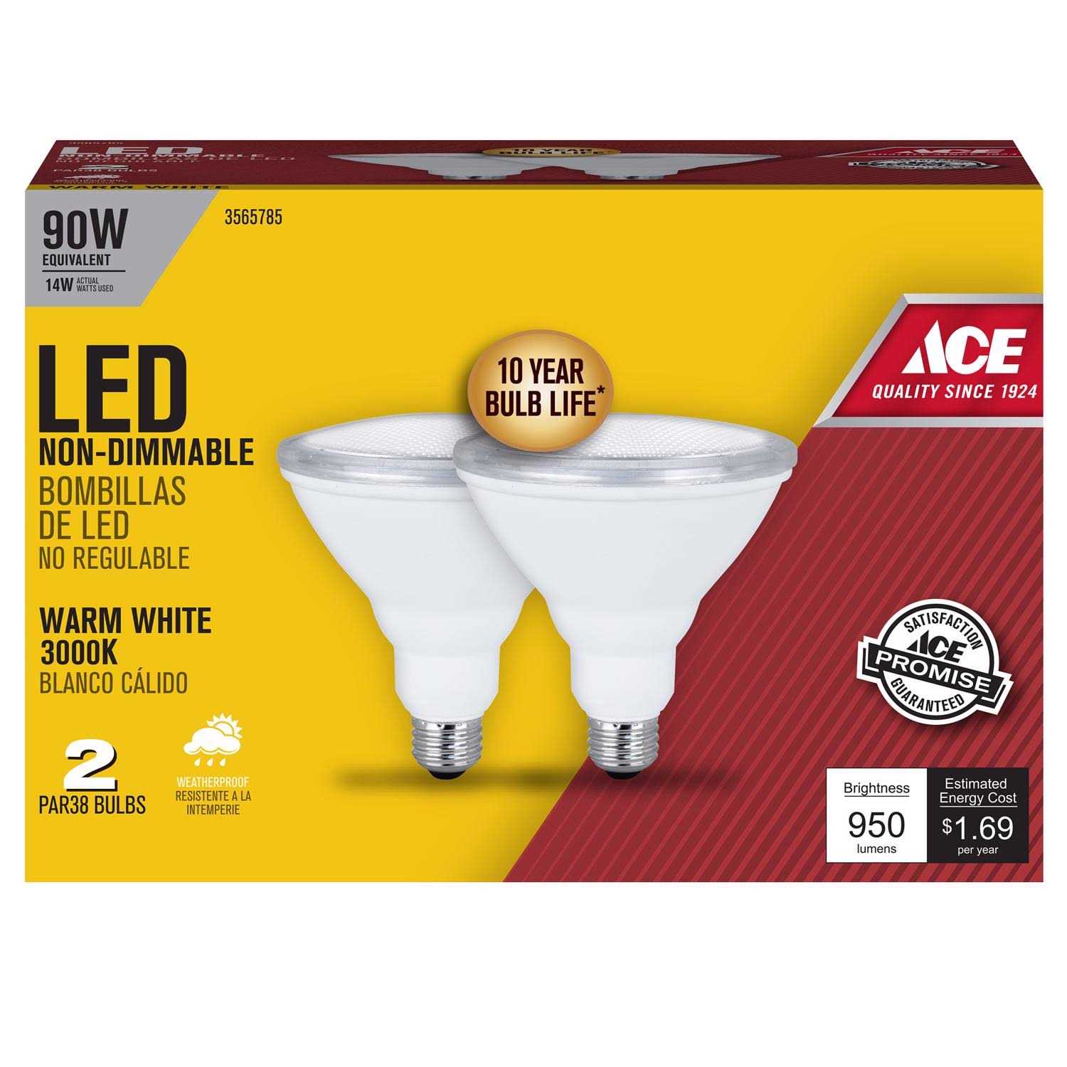 Ace PAR38 E26 LED Bulb Equivalence 2 Pk