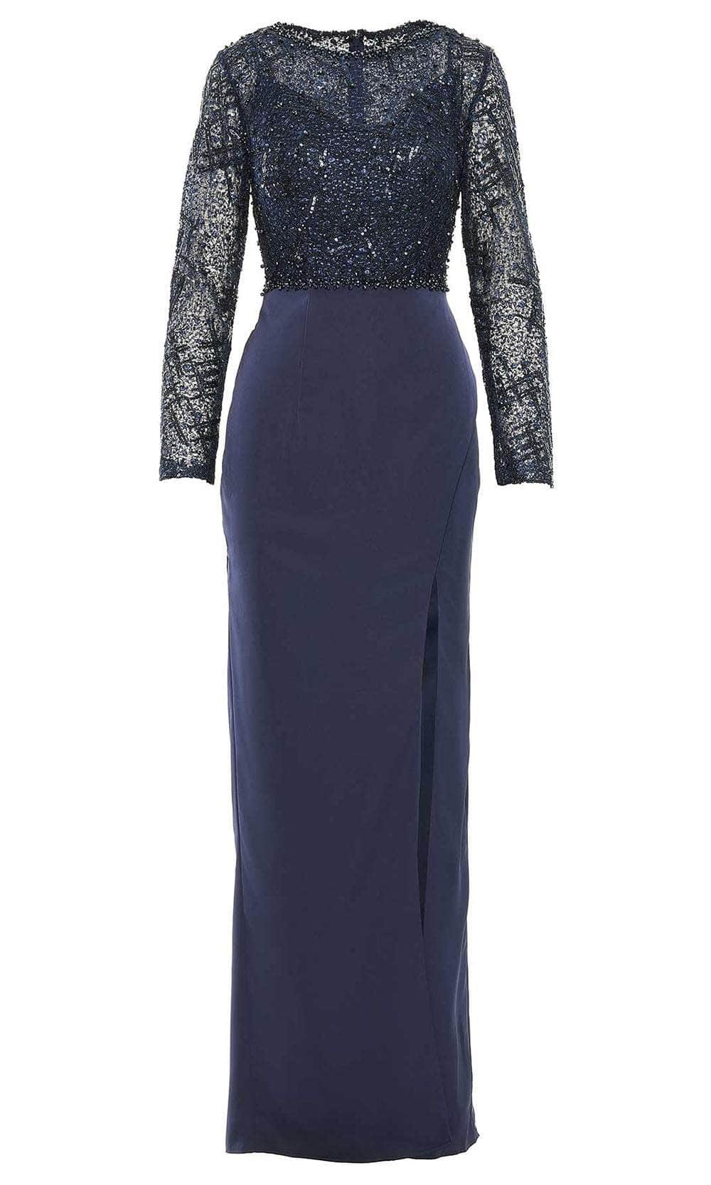 High Neck Embellished Fitted Bodice Evening Dress