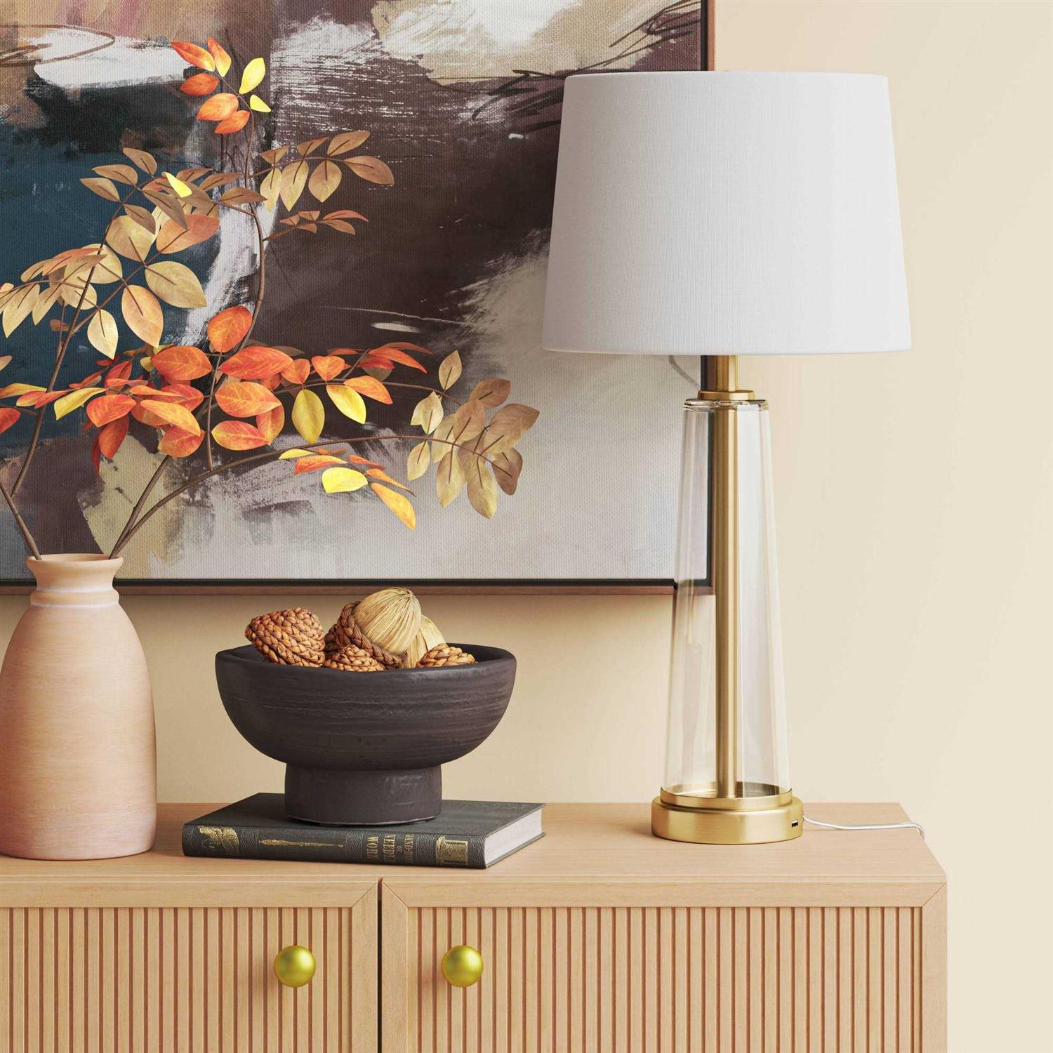 Threshold Tapered Fillable Table Lamp with USB