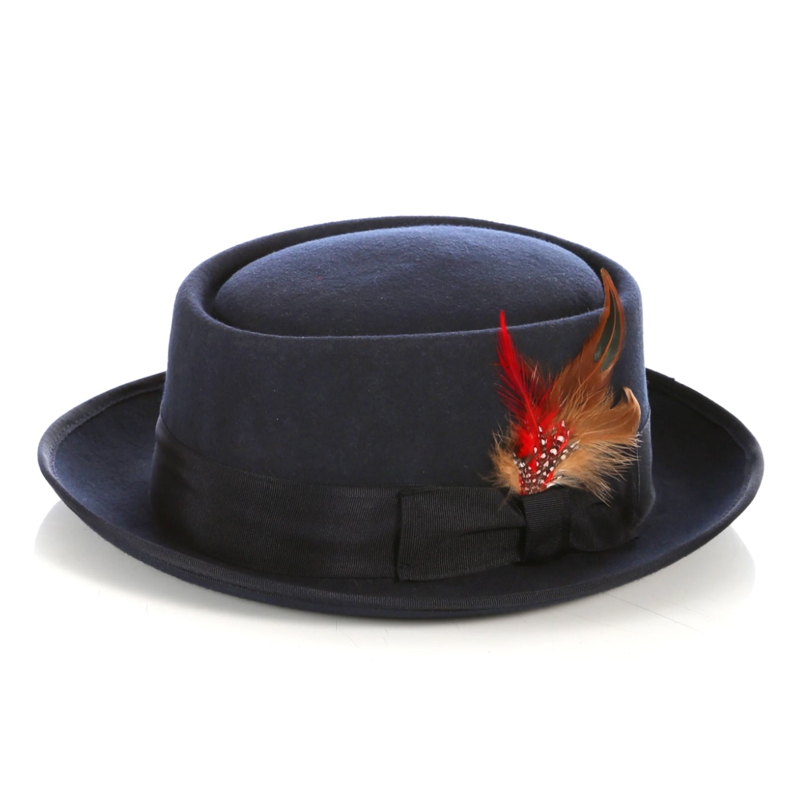 Men’s Classic Wool Porkpie Dress Hat in Navy Blue