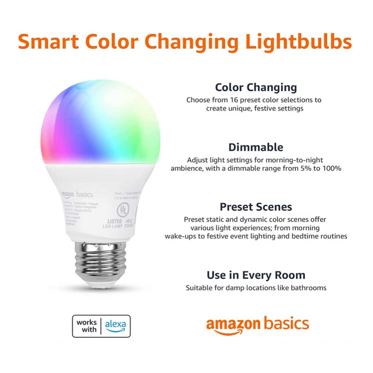 Amazon Basics Smart A19 LED Light Bulb