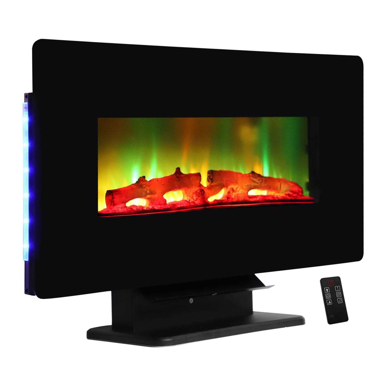 Ktaxon 36 inch Heat Adjustable Electric Wall Mount & Free Standing Fireplace Heater with Remote ,Colorful Blacklight