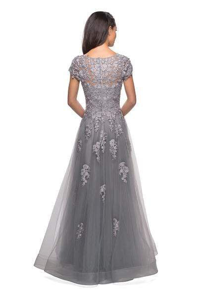 26907 Lace Applique Bateau A-line Dress