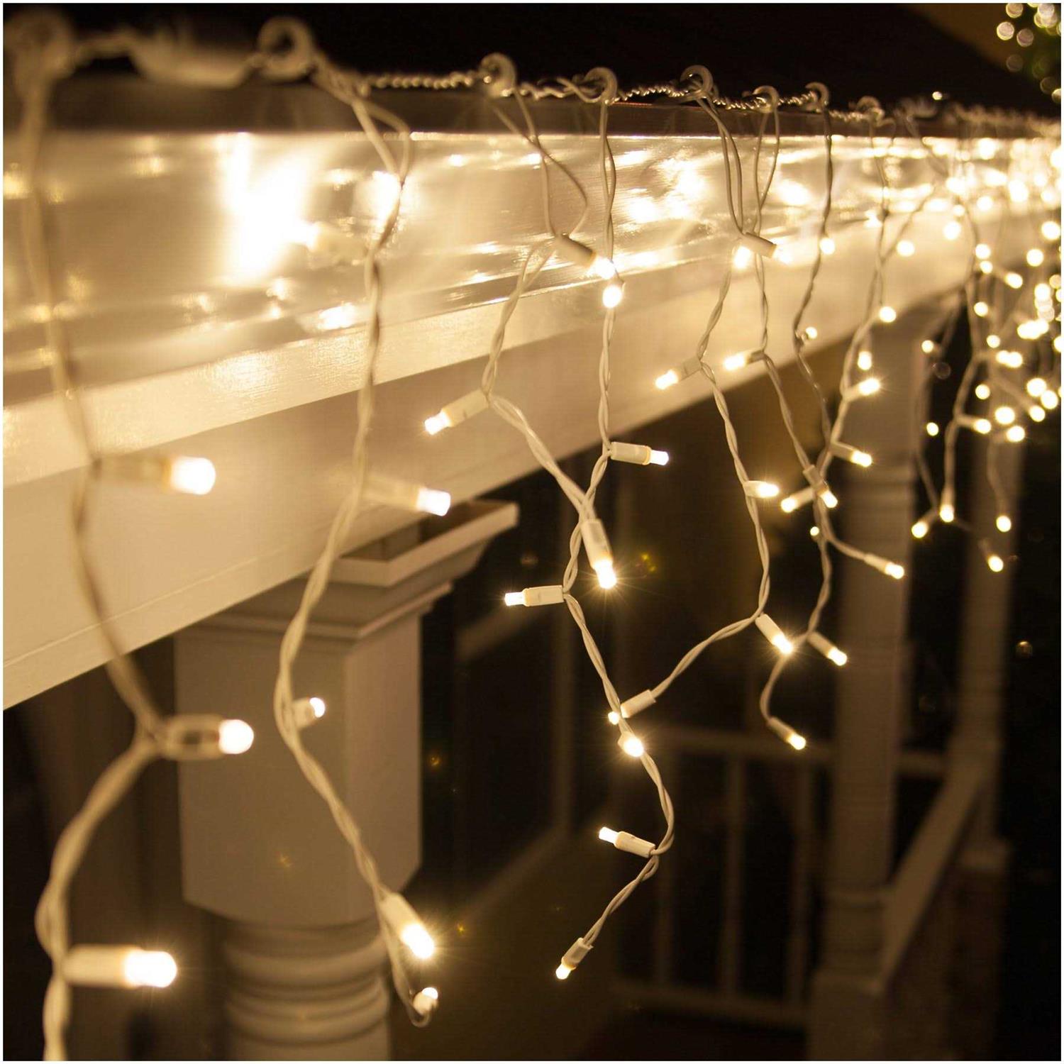 70 5mm White LED Icicle Lights
