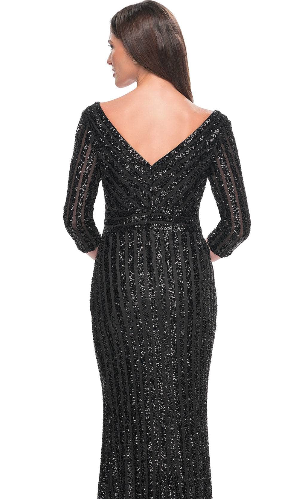 Sequin Embellished V-Neck Evening Dress