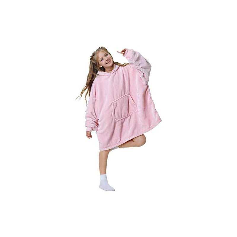 Aemilas Wearable Blanket Hoodie, Oversized Flannel Blanket Sweatshirt with Hood Pocket and Sleeves