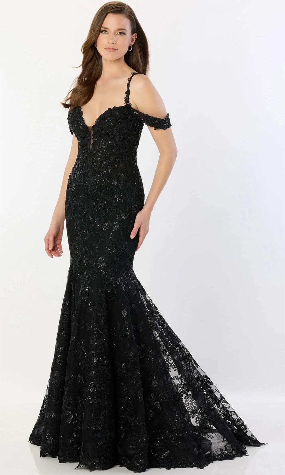 Sheer Insert Sequin Embellished Mother of the Bride Dress
