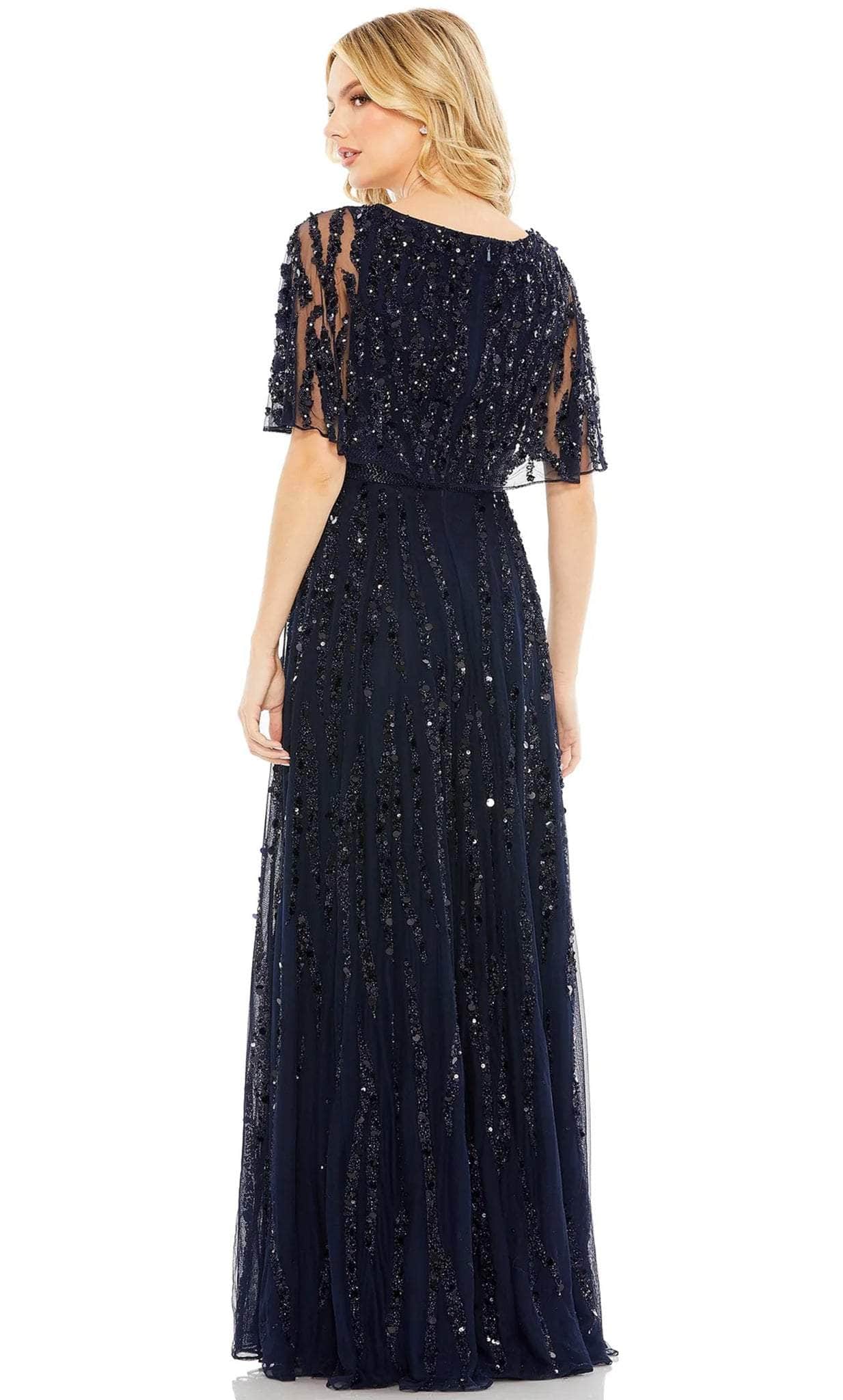 Cape Sleeve V-Neck Evening Dress