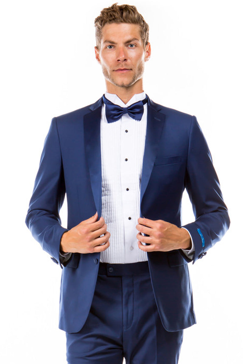 Men’s Two Button Slim Fit Wedding & Prom Tuxedo in Indigo Blue