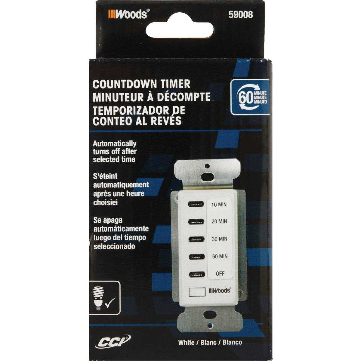 Woods 59008 In-Wall 60-Minute Digital Countdown Timer