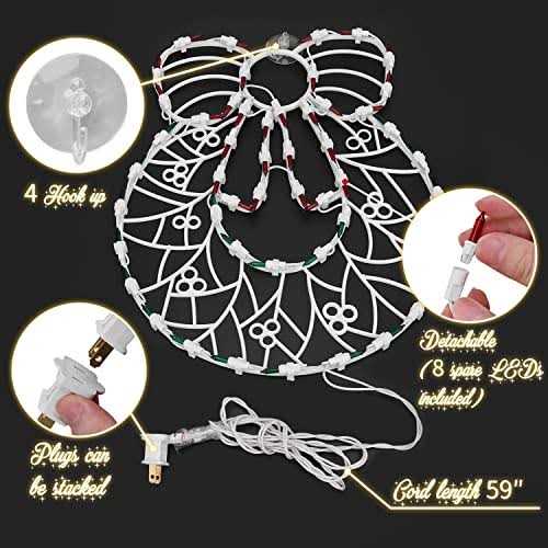 16 Inch Christmas Window Silhouette Lights Decorations 4 Pack Waterproof Window Hanging Lights Elk