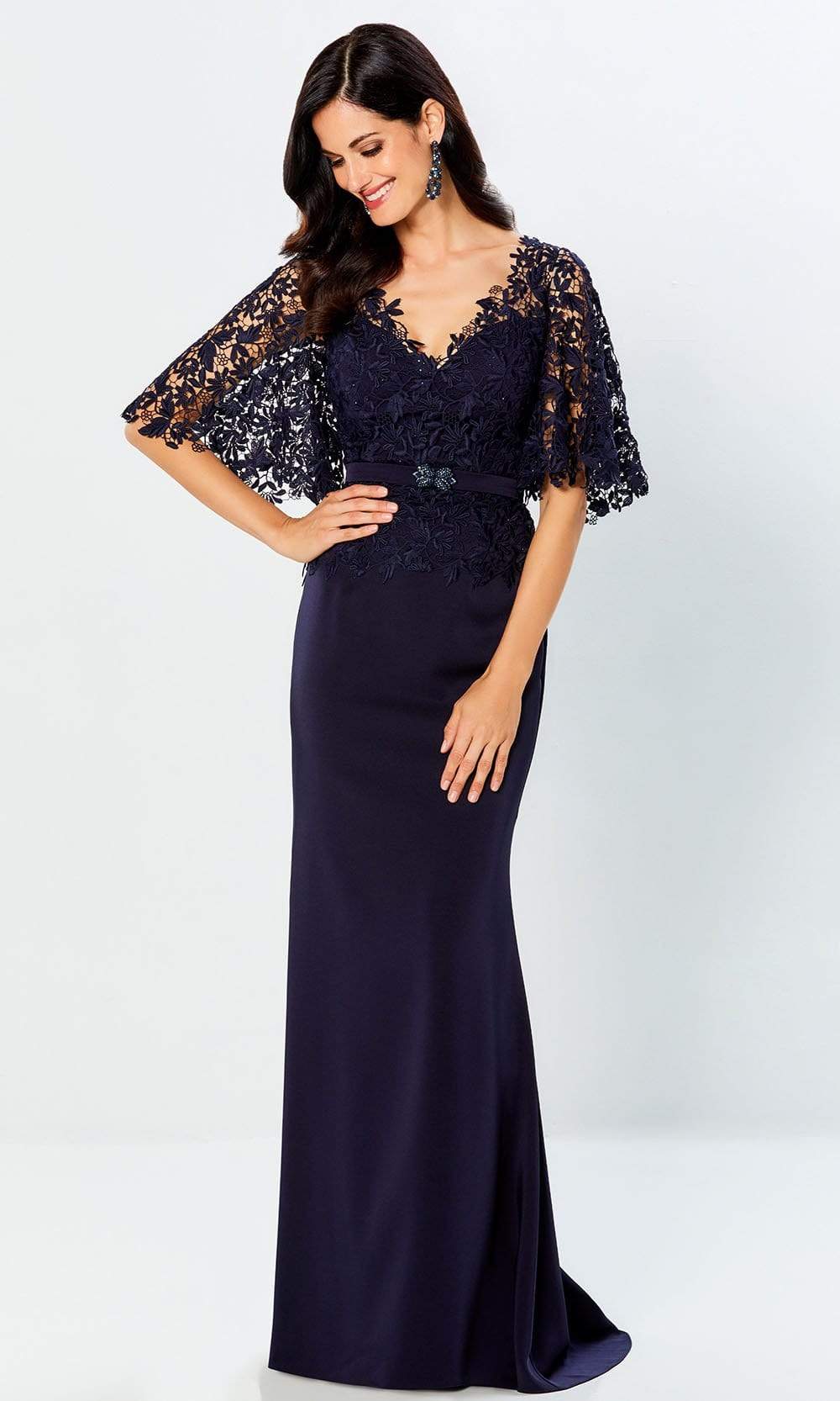 220946 Flutter Sleeve Lace Sheath Dress