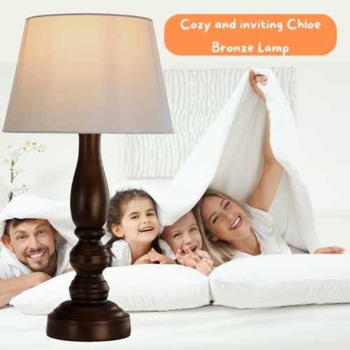 Bedside Table Lamp / Bedroom Light with Fabric Bell Shade