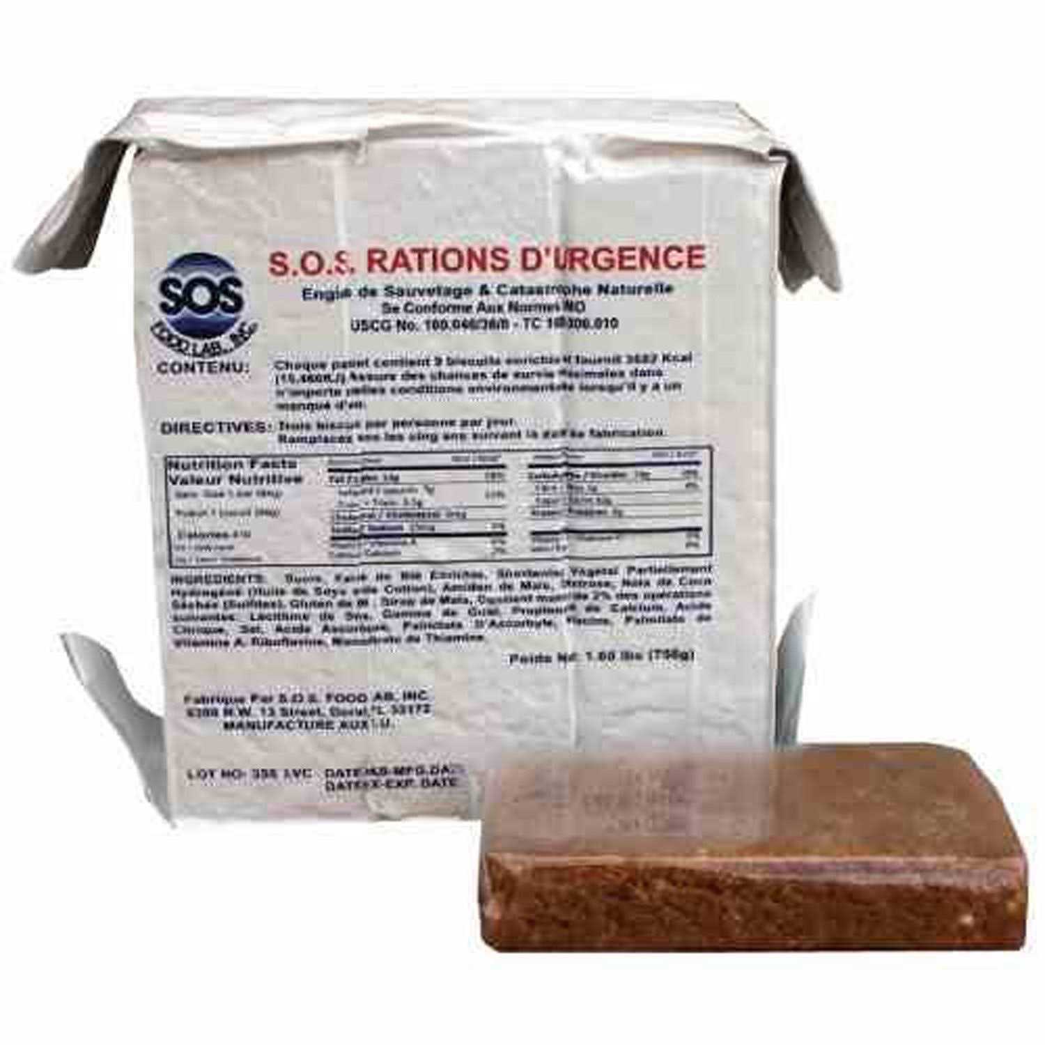 SOS Food Labs, Inc. S.O.S. Rations Emergency 3600 Calorie Food Bar 3 Day / 72 Hour Package with 5 Year Shelf Life