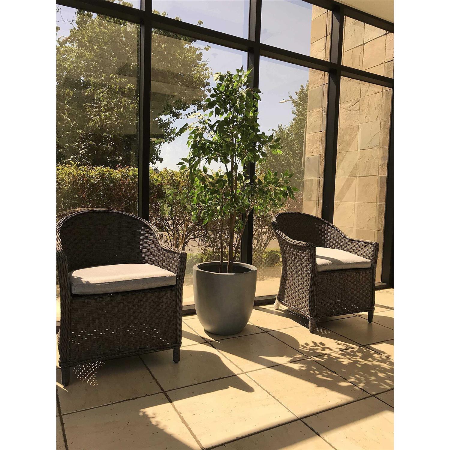 10 in. W Round Slate Gray Concrete/Fiberglass Indoor Outdoor Elegant Planter