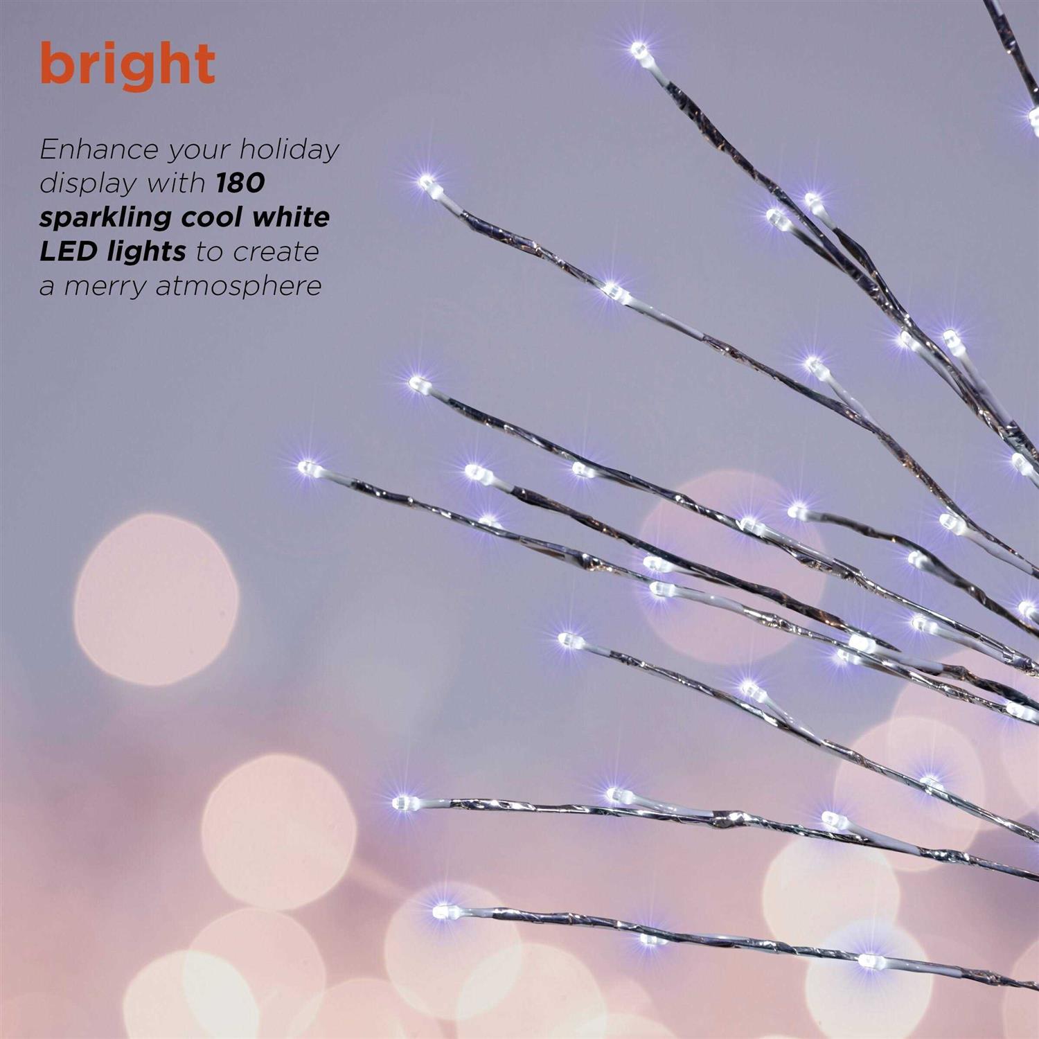 Alpine BYS144WT Silver Christmas Tree Decor with Cool White LED Lights