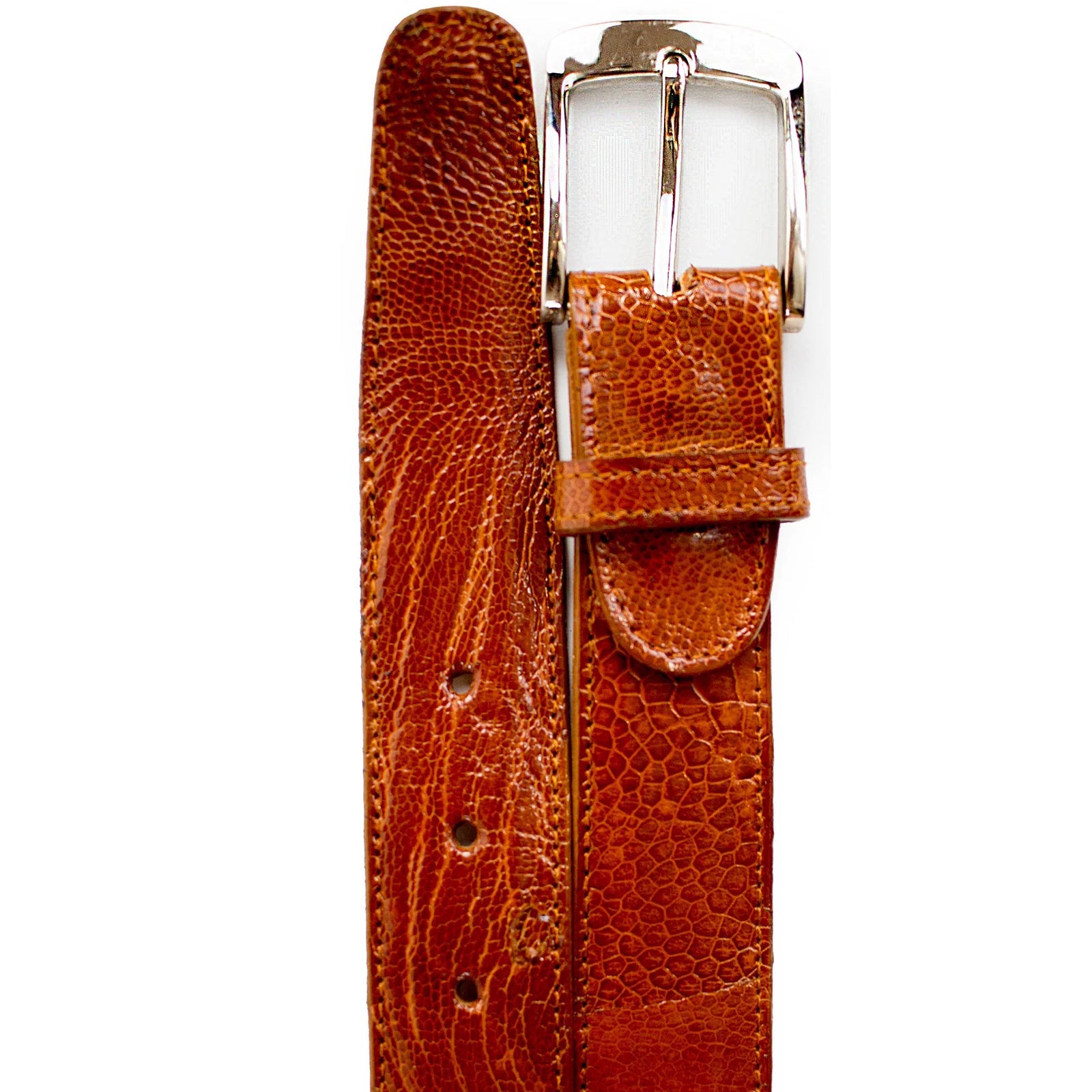 Men’s Belvedere Genuine Ostrich Leg Dress Belt in Burned Amber