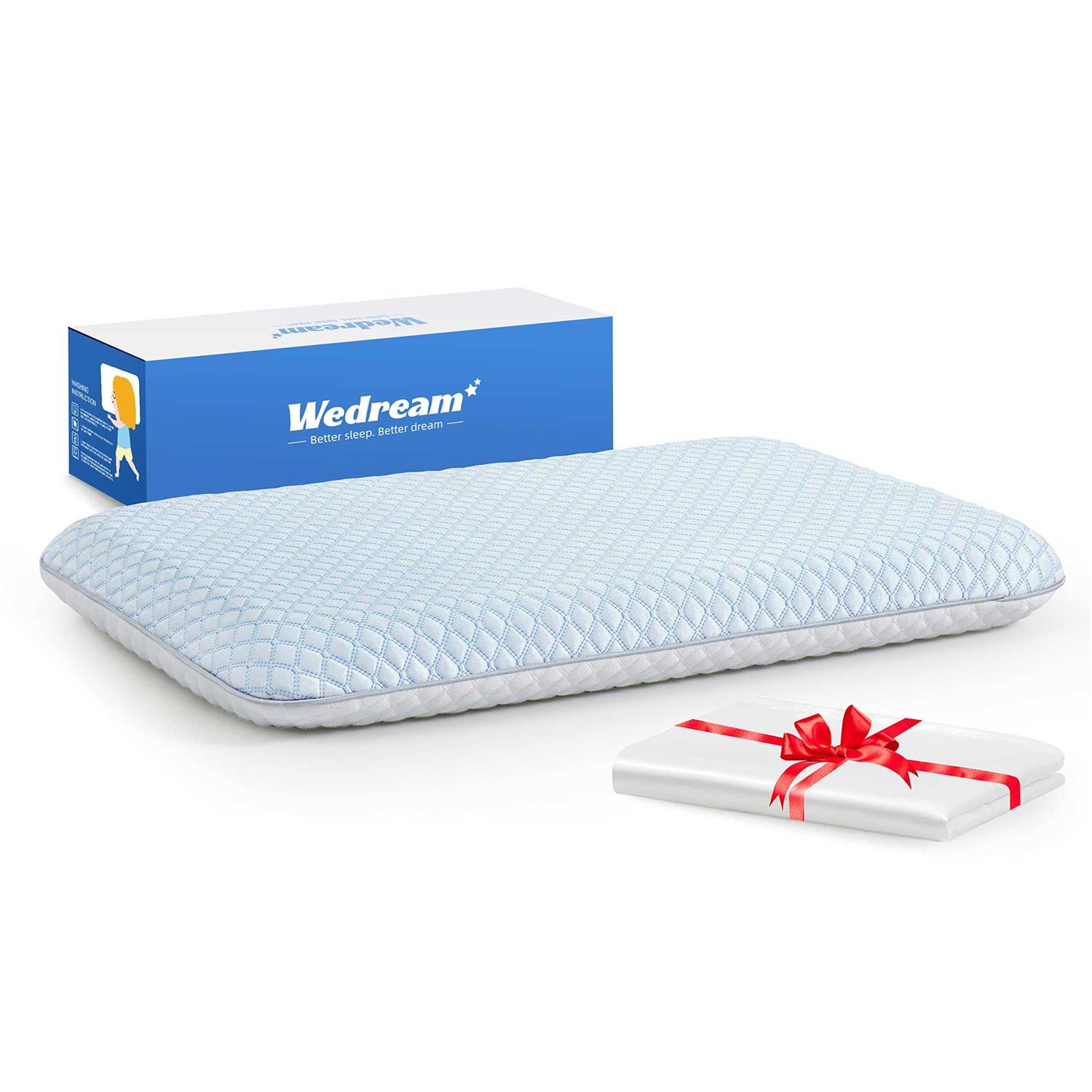 Wedream Ultra Thin Pillows for Sleeping Ultra Thin Lightweight Foam Pillow for S