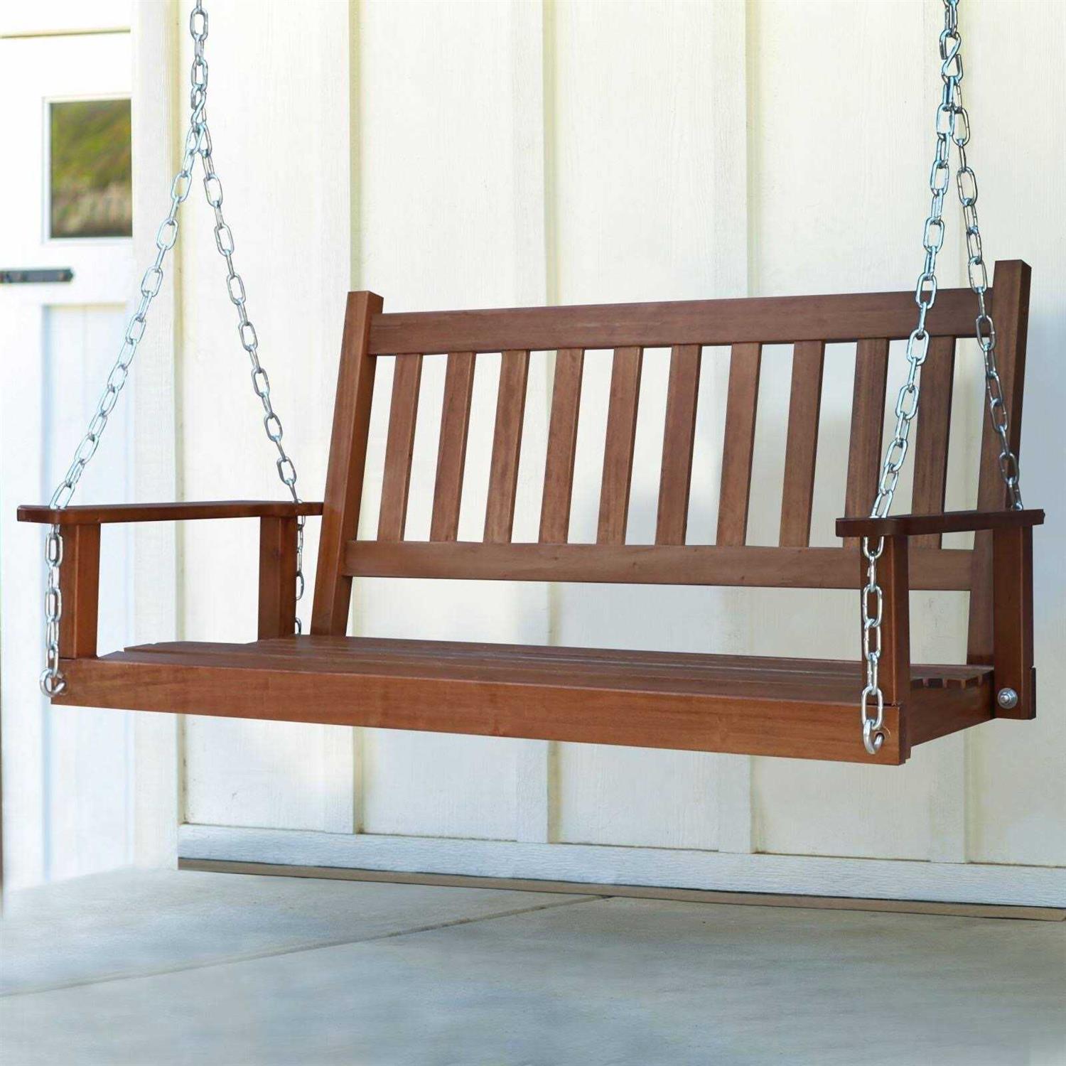 Veikous Outdoor Wood Porch Swing with Chains