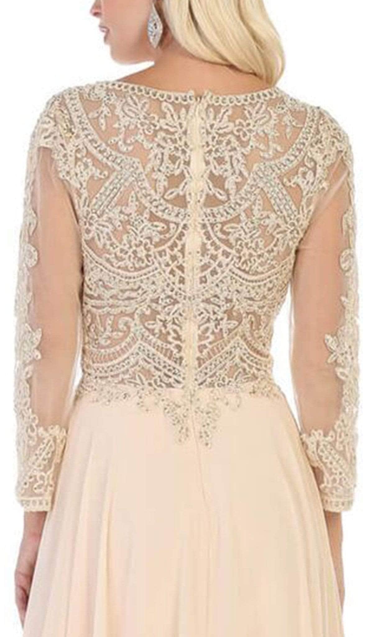 Illusion Sleeve A-Line Prom Dress